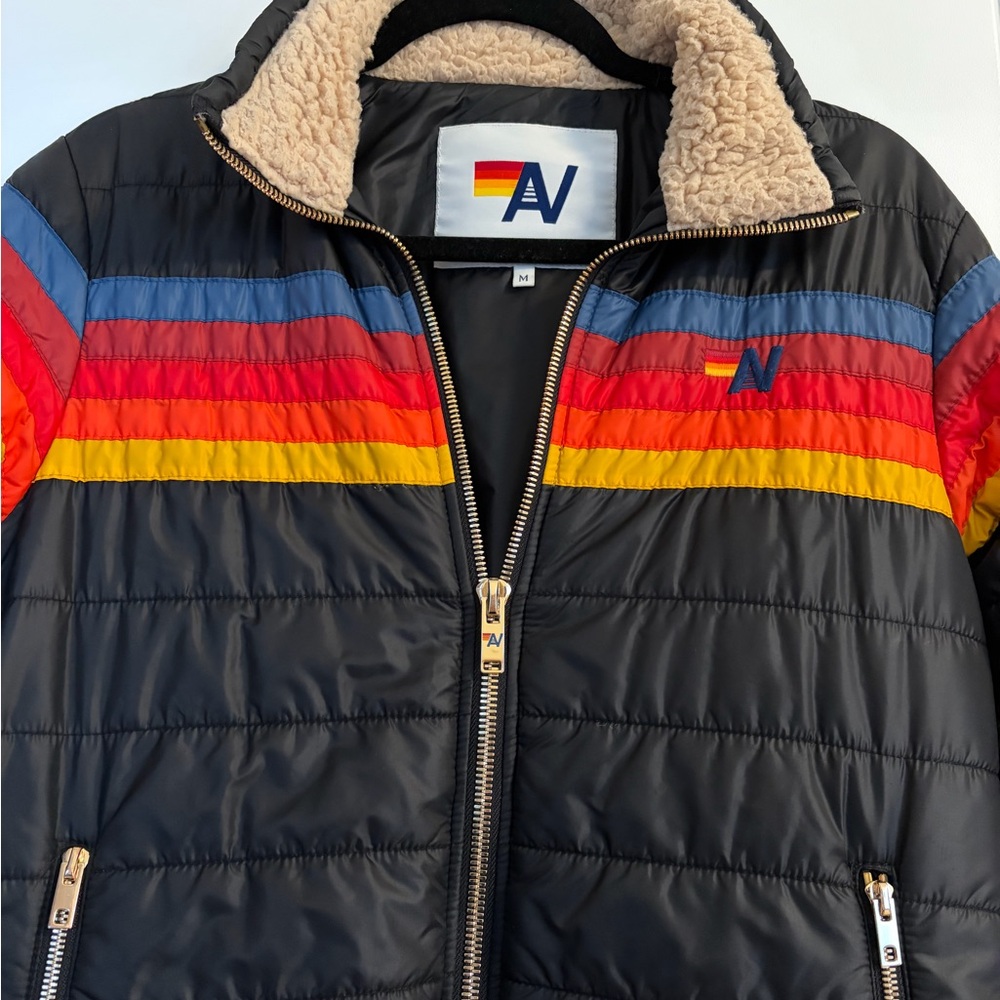 Aviator Nation Black Jacket with Rainbow Stripes